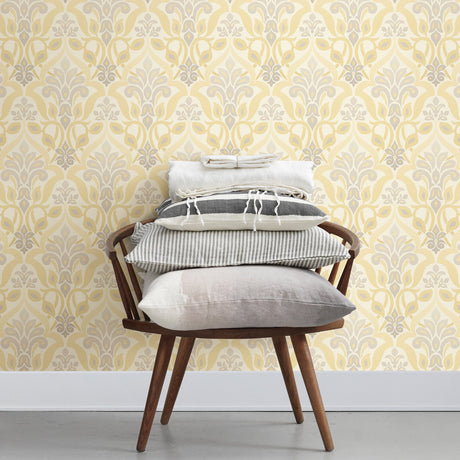 Beacon House 2535-20647 Fusion Yellow Ombre Damask Wallpaper