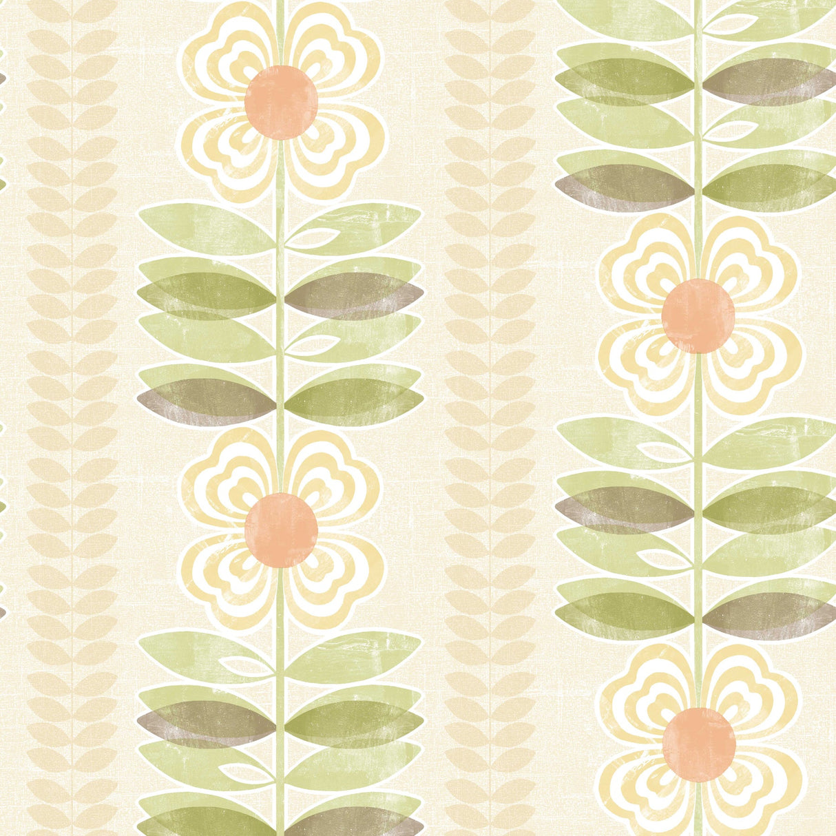 Beacon House 2535-20672 Flora Yellow Modern Floral Stripe Wallpaper
