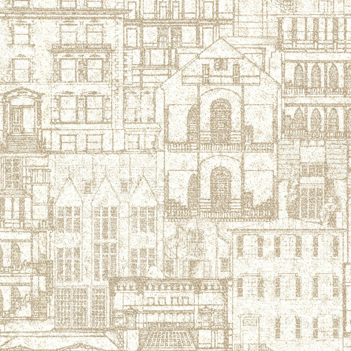 Beacon House 2604-21256 Facade Beige Vintage Blueprint Wallpaper