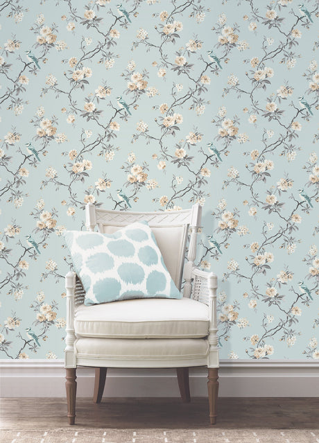 Fine Decor 2900-40765 Chinoiserie Blue Floral Wallpaper