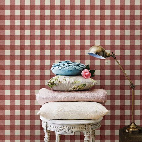Chesapeake 3112-002726 Claire Red Gingham Wallpaper