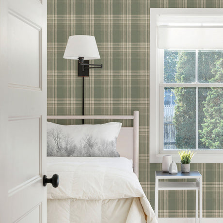 Chesapeake 3118-12673 Saranac Sage Flannel Wallpaper