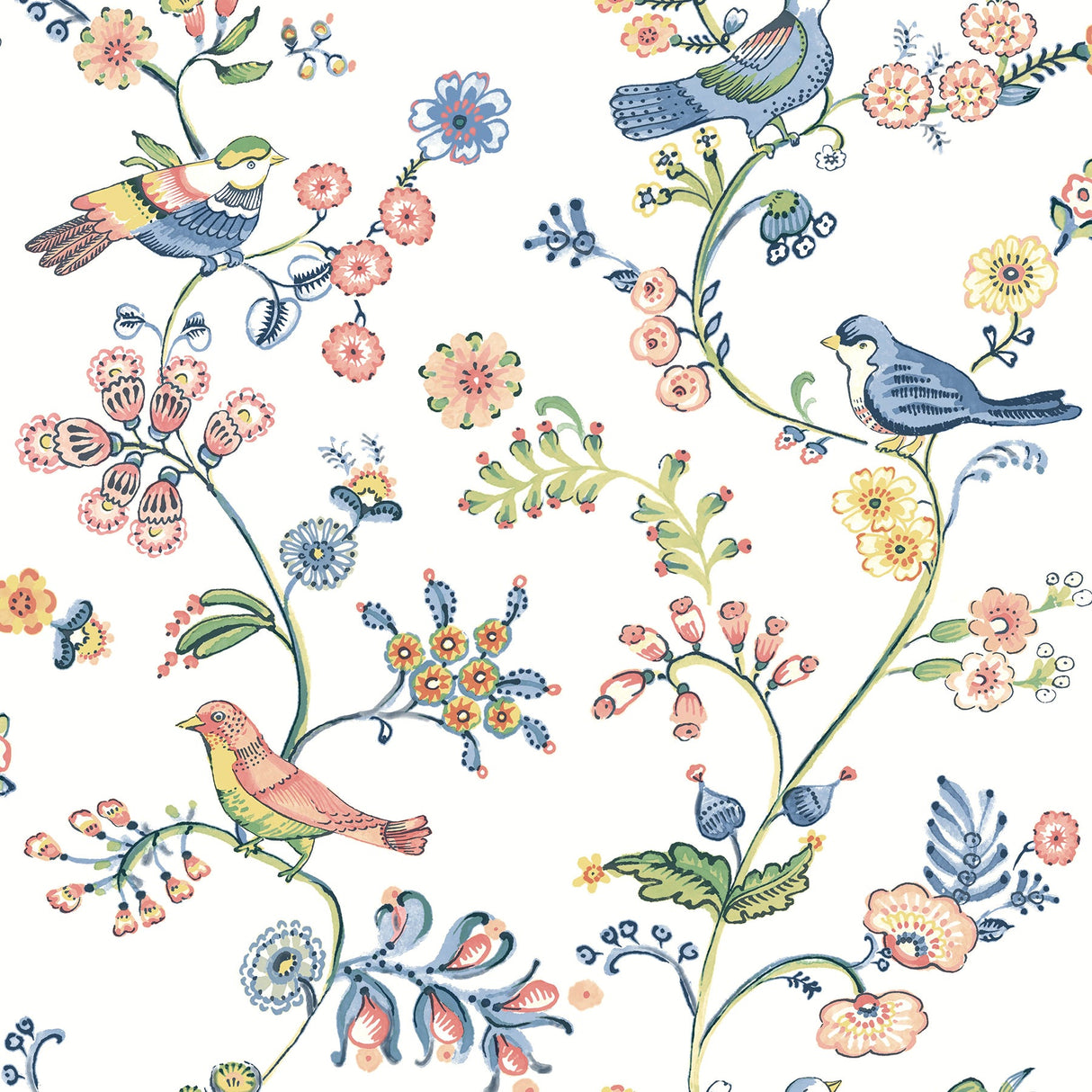 Chesapeake 3122-10801 Jinjur Multicolor Bird Trail Wallpaper
