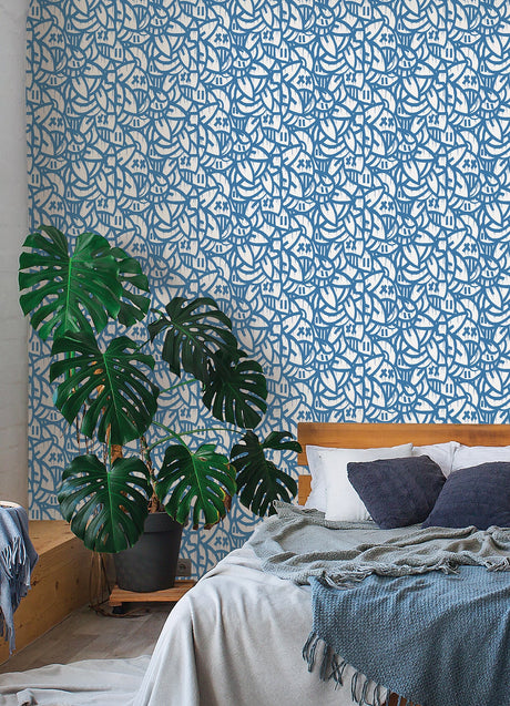 Arm of Casso AAS4879 Blue Bold Arrangements Peel & Stick Wallpaper