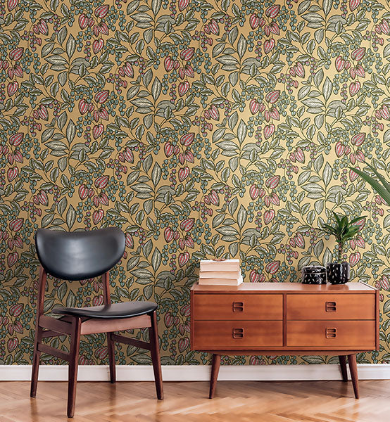 Eade’s Leif Mustard Vine Trail Wallpaper Mustard