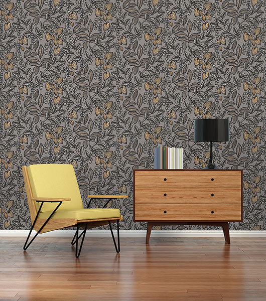 Eade’s Leif Grey Vine Trail Wallpaper Grey