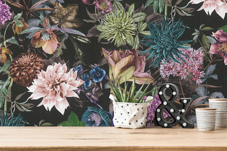 Eade’s Althea Black Flower Garden Wallpaper Black