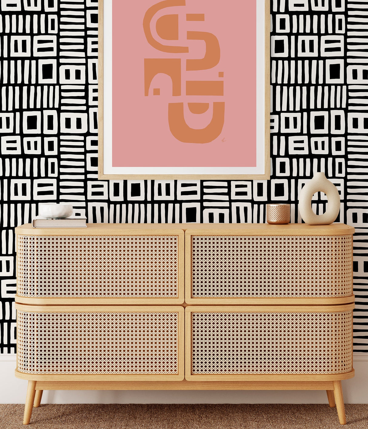 Black Pepper Paperie BPS4058 Black Traverse Peel & Stick Wallpaper