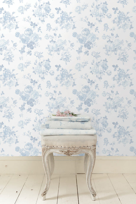 LoveShackFancy LFS5017 Everblooming Rosettes Blue Bella Ribbon Peel & Stick Wallpaper