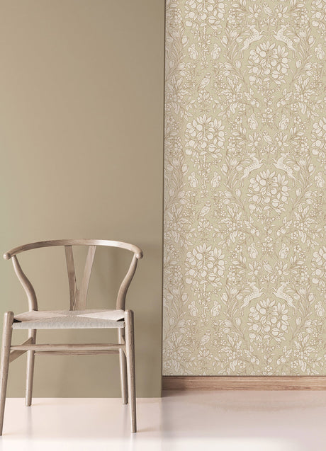 Brewster M1686 Richmond Taupe Floral Wallpaper