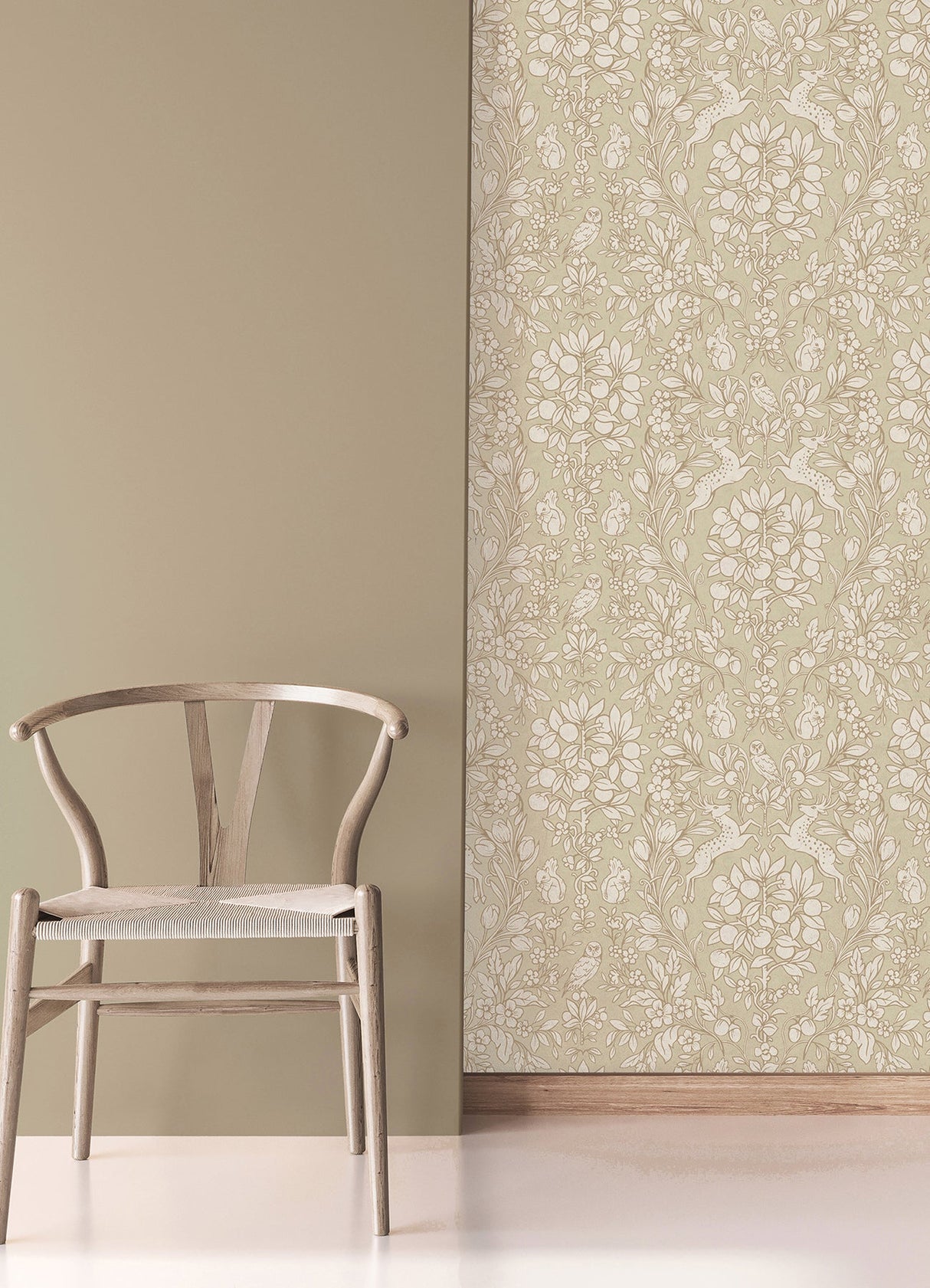 Brewster M1686 Richmond Taupe Floral Wallpaper