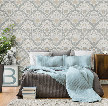 Midbec MD51000 Marguerite Grey Damask Wallpaper