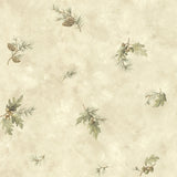Chesapeake TLL01351 Brimstone Bone Forest Leaf Toss Wallpaper