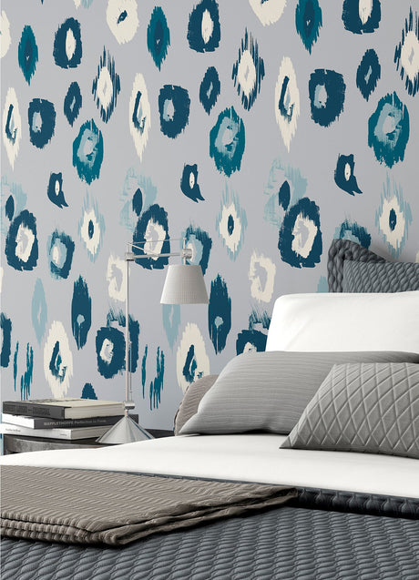 Ohpopsi WLD53120W Amara Blue Animal Ikat Wallpaper